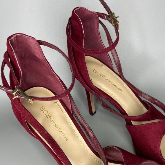 BCBGeneration Burgundy Suede Heels Pointed Toe Size 9.5 - Picture 7 of 8